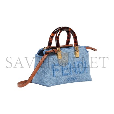 FENDI BY THE WAY SMALL DENIM BOSTON TOTE CROSSBODY BAG 8BS067AJR2F1LB6 (20*12*9m)